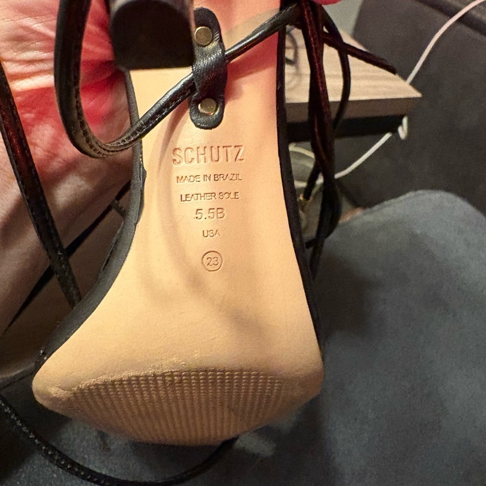 SCHUTZ Black and Gold Heeled Sandals - Picture 4 of 4